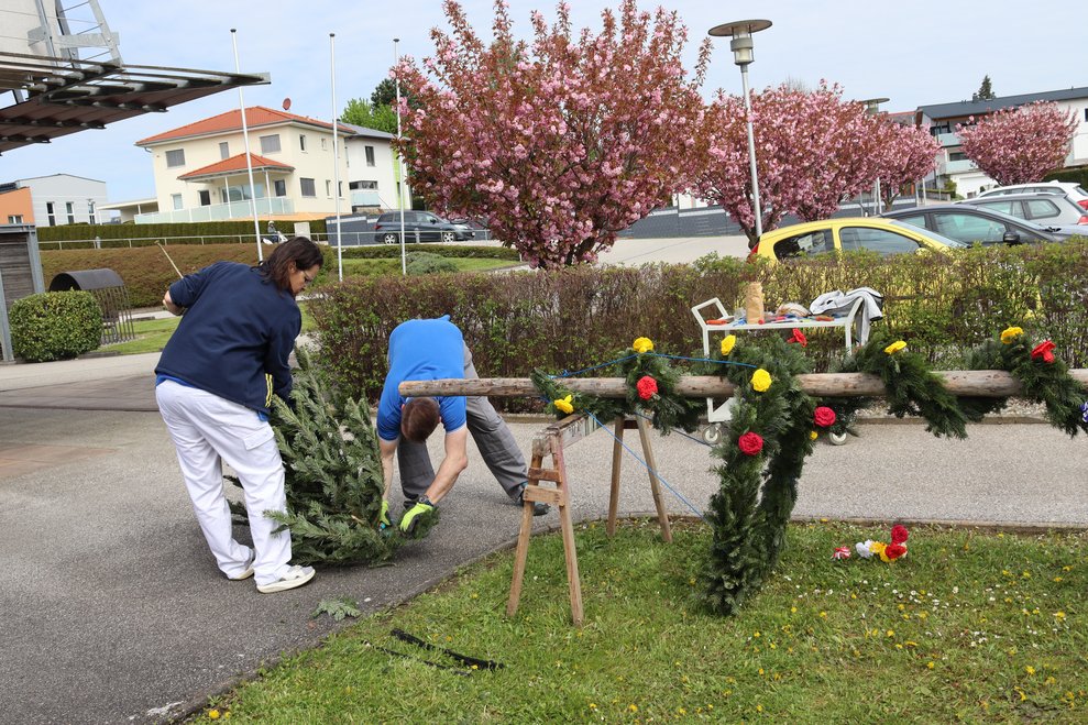 Wir stellen unseren Maibaum auf